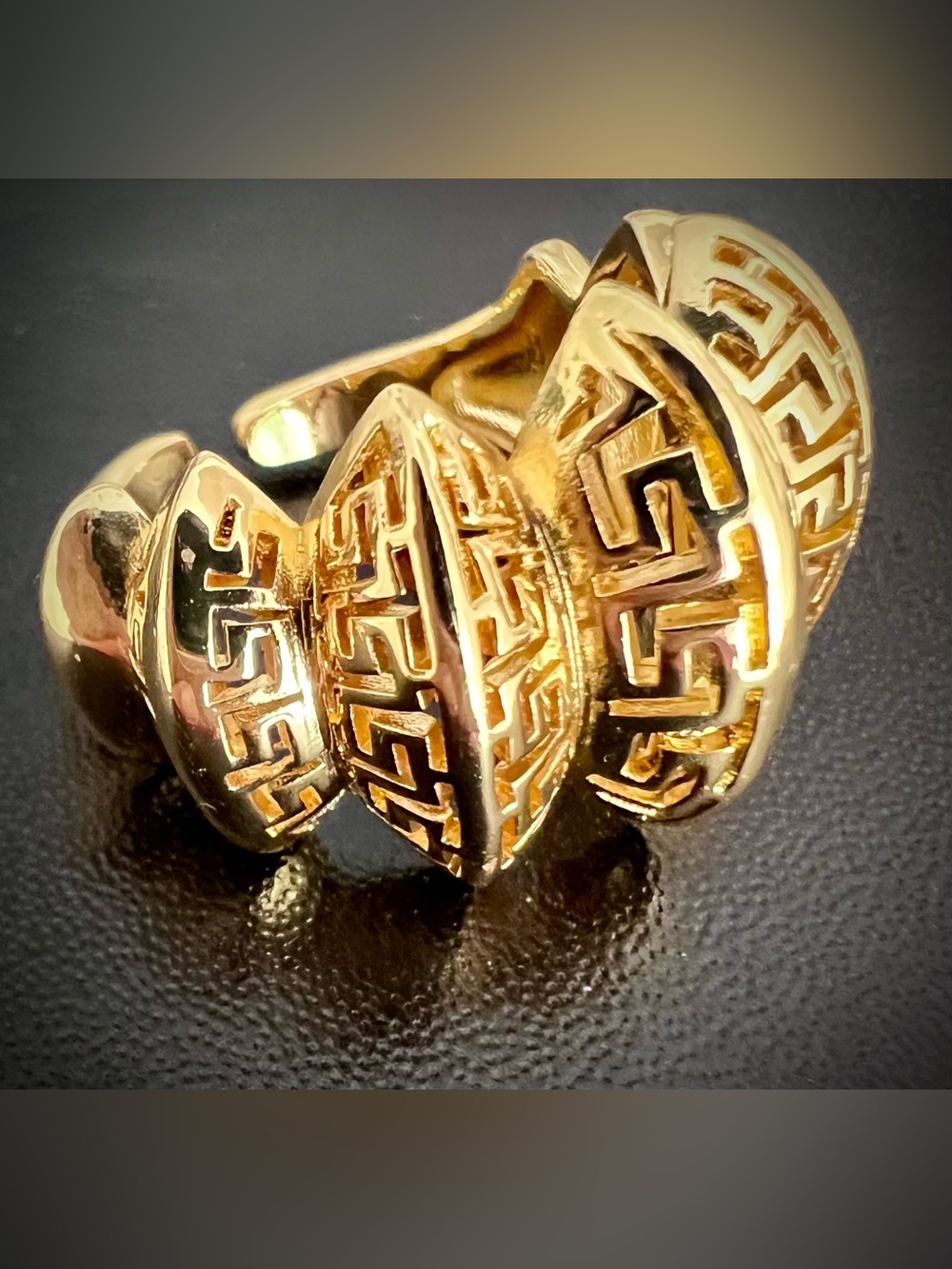 NWOT Gold Greek Key Dome Statement Ring